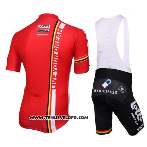 2016 Maillot Ciclismo Lotto Soudal Blanc et Rouge Manches Courtes et Cuissard